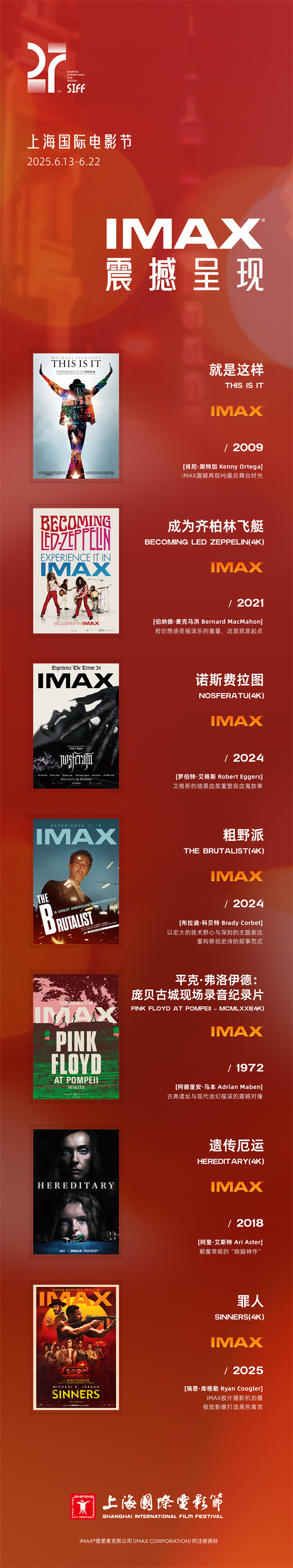 上影节IMAX展映片单公布 七部佳作开启沉浸之旅